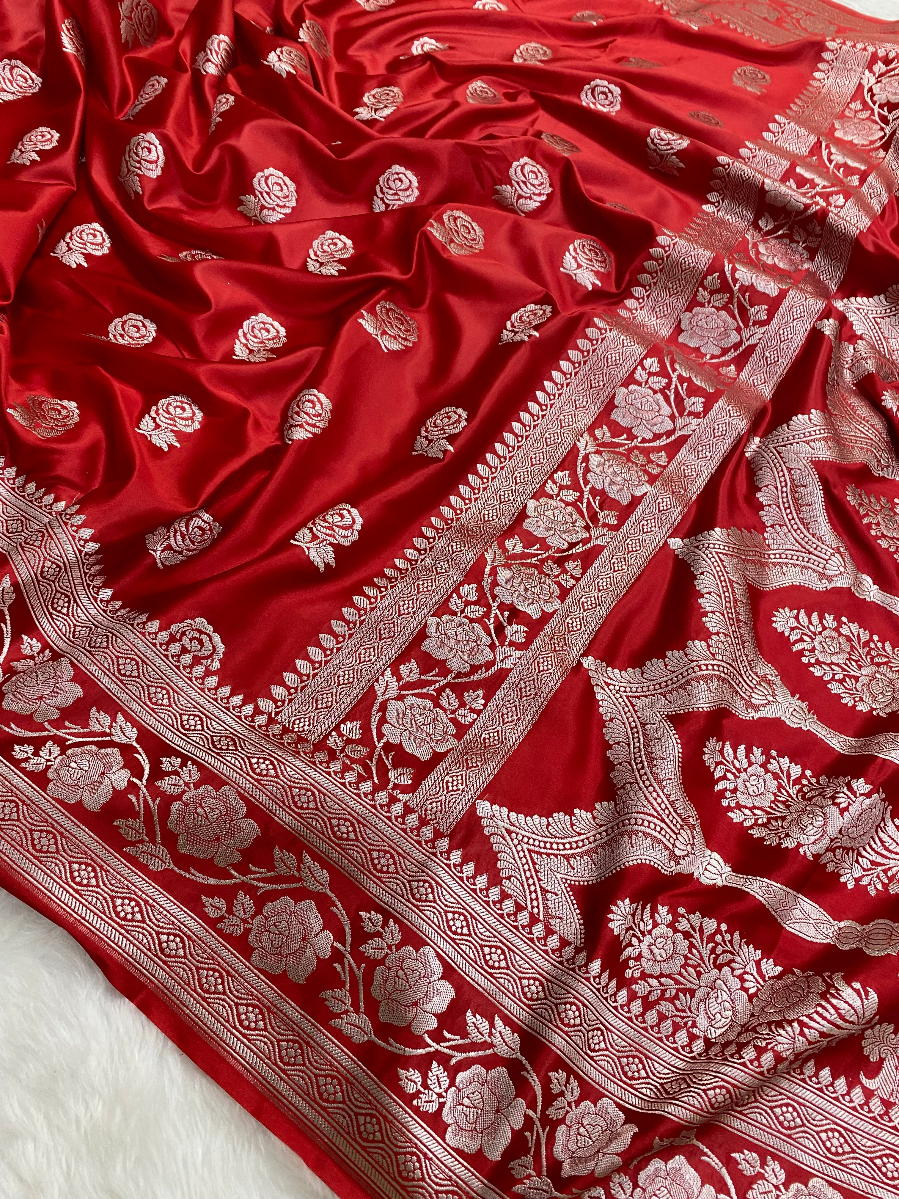 Red Mashru Silk Banarasi Saree