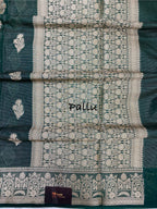 Green Royal silk zari strip Banarasi saree