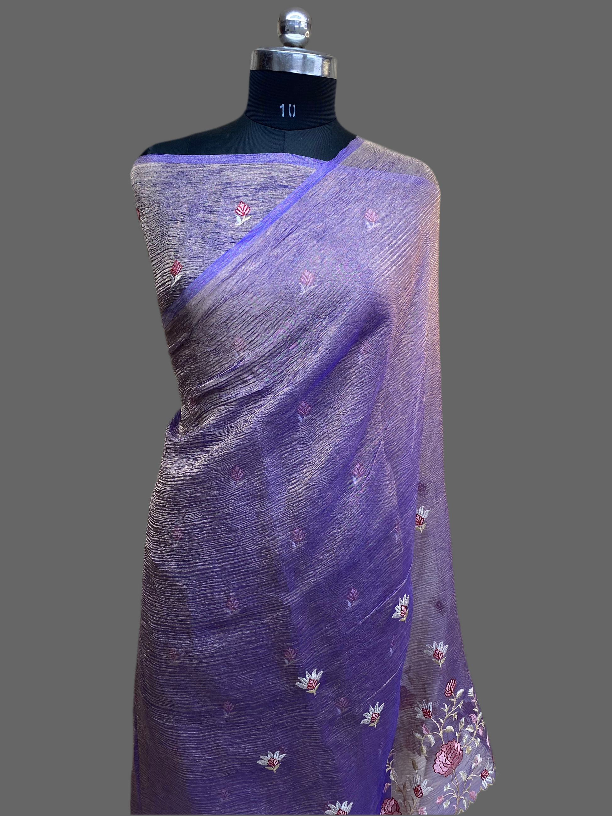 Pure Tissue Silk with hand cutwork Embroidery Banarasi Saree