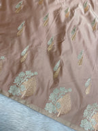 Lite peach mashru silk banarasi saree