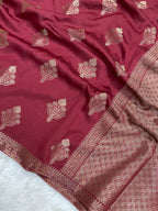 Wine mul cotton Banarasi Saree
