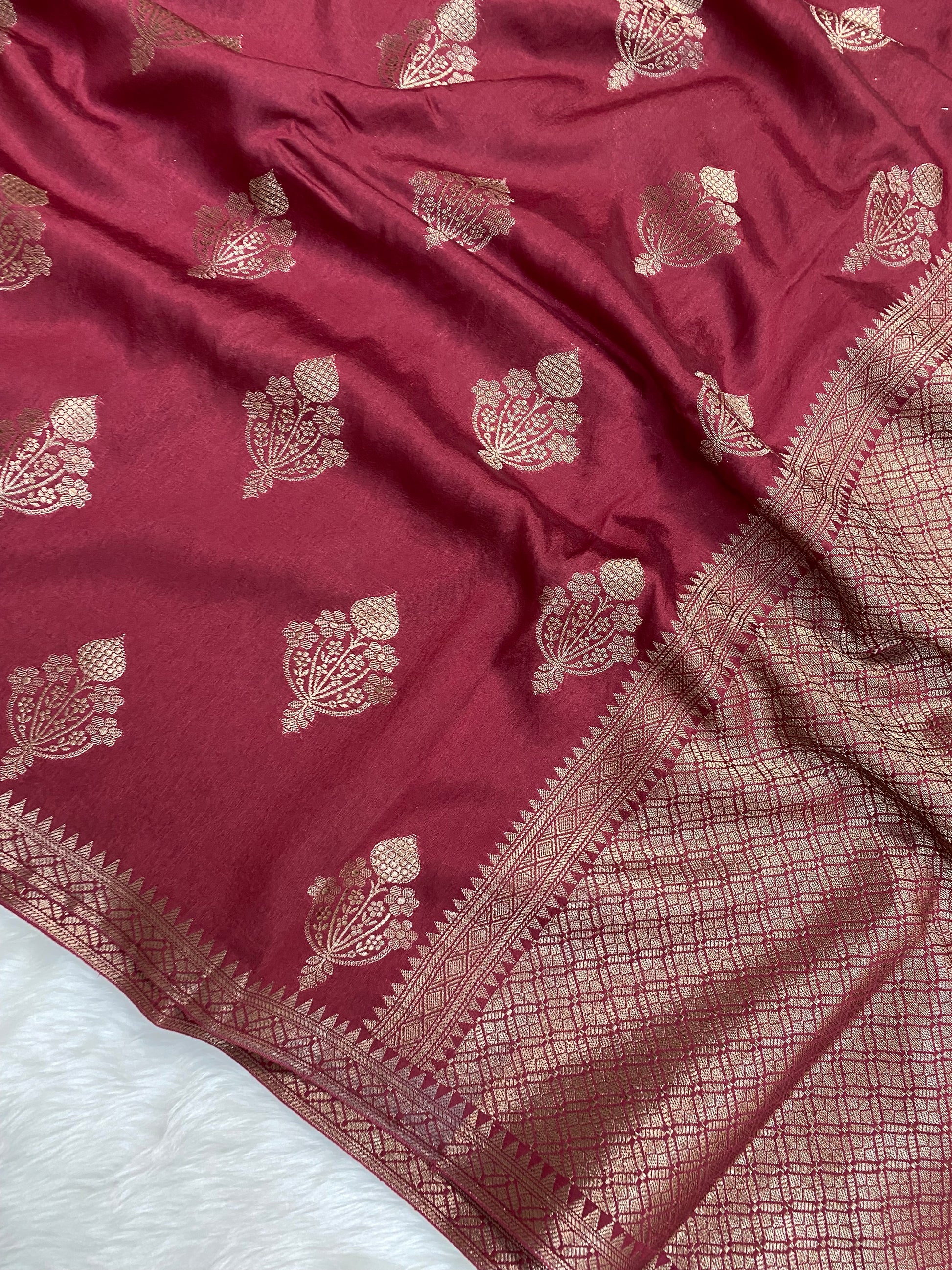 Wine Viscose Banarasi Saree
