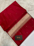 Bridal Red Chundri Buti Mashru Silk Banarasi Saree ❤️
