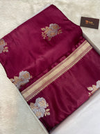 Wine mashru silk banarasi saree