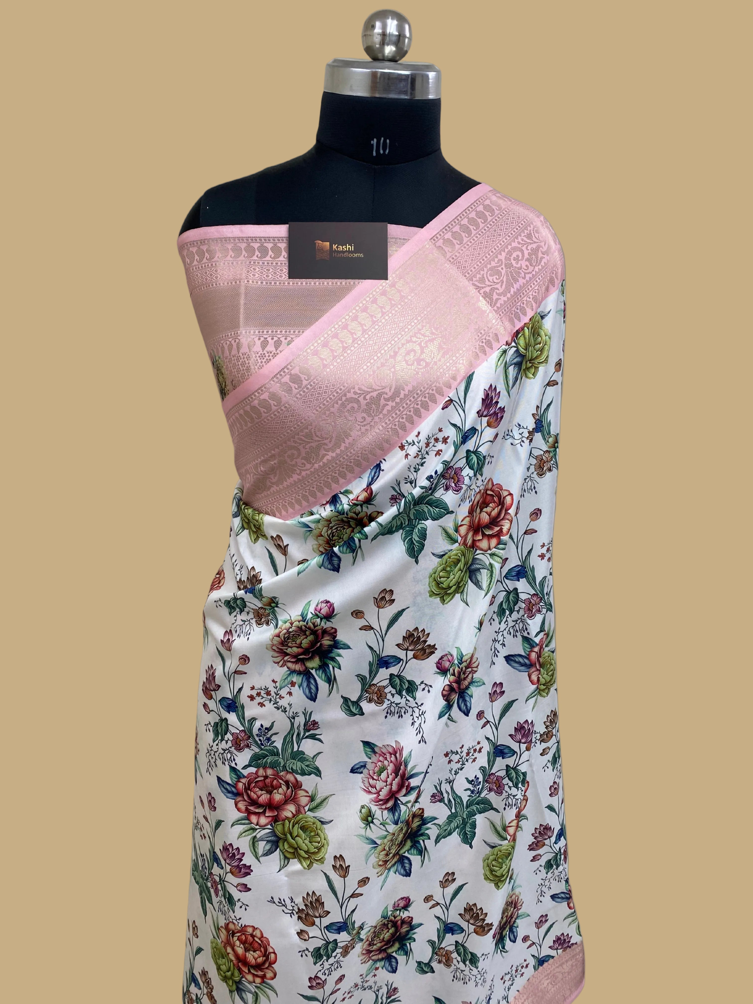 Semi silk digital print Banarasi saree