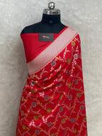 Red Semi Georgette Banarasi Saree
