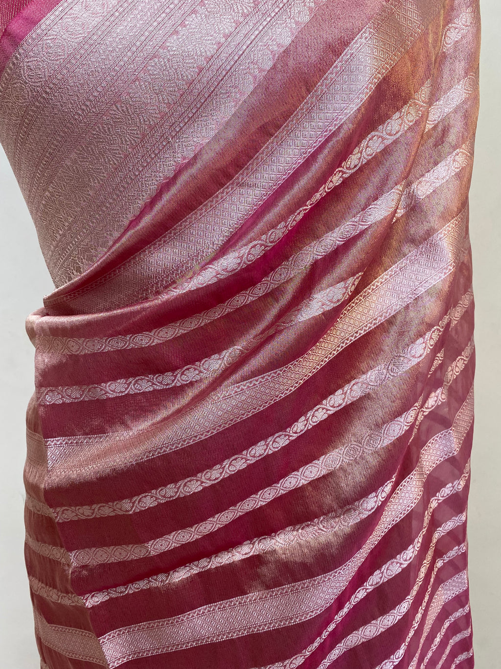 Dark Pink Tissue Silk Banarasi Saree