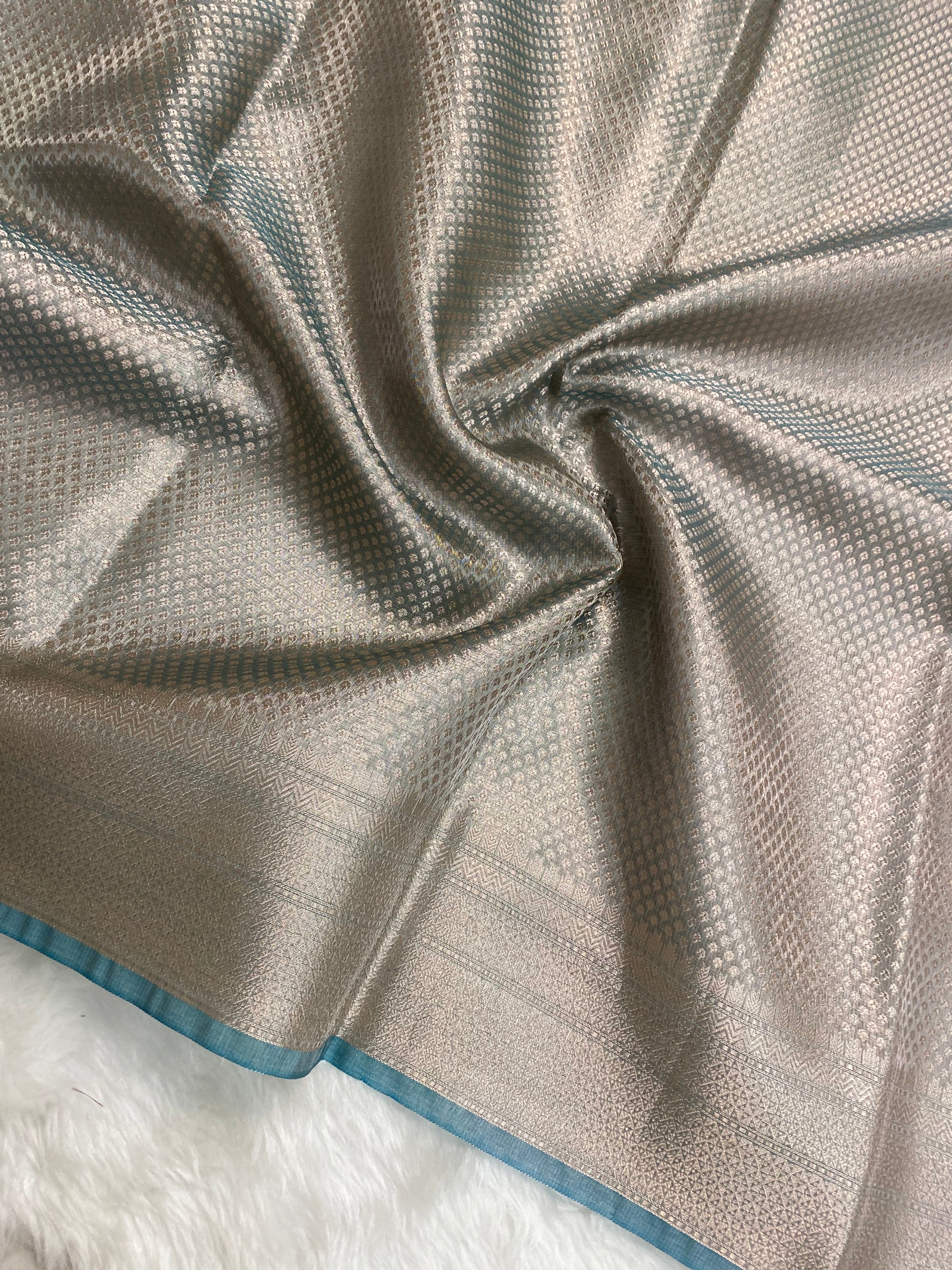 Soft grey tissue silk Banarasi saree