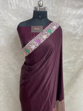 Wine Mashru Silk Banarasi Saree