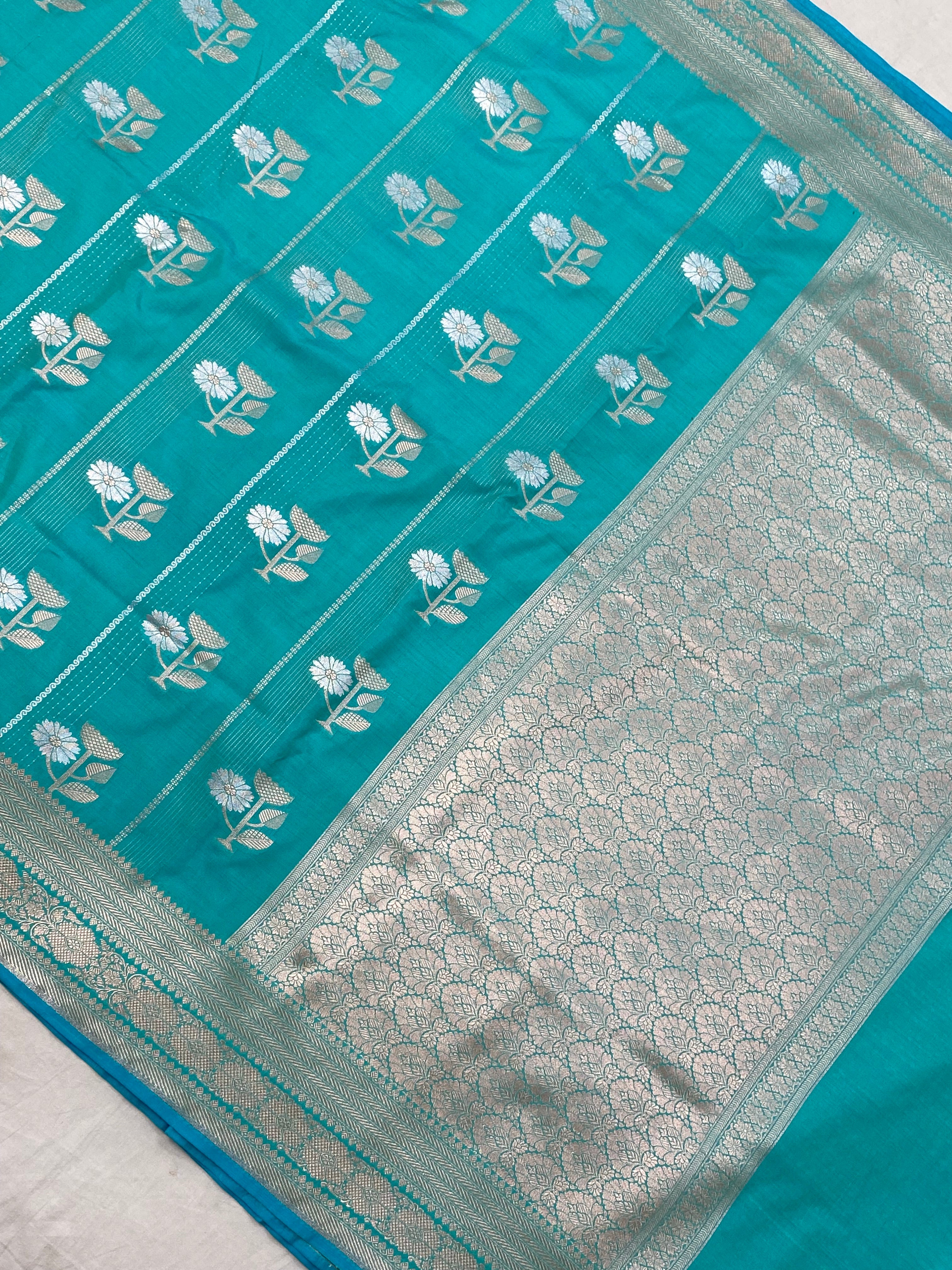 Emerald Grace - Banarasi Silk Saree with Golden Zari