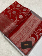 Bridal red colour mashru silk banarasi saree