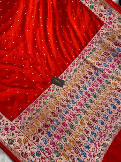Red Color Mashru Silk Paithni Banarasi Saree