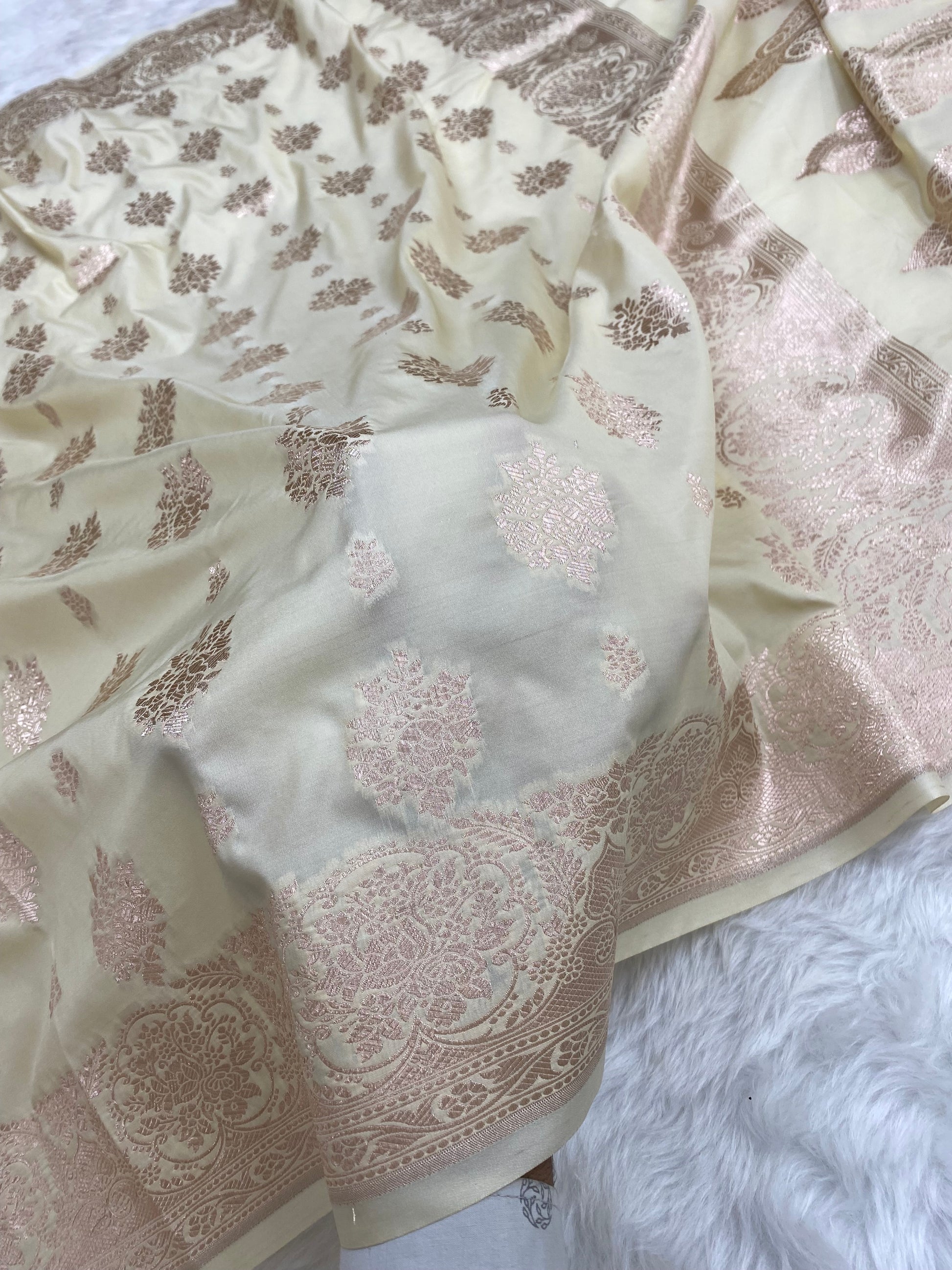 Half White Mashru Silk Banarasi Saree