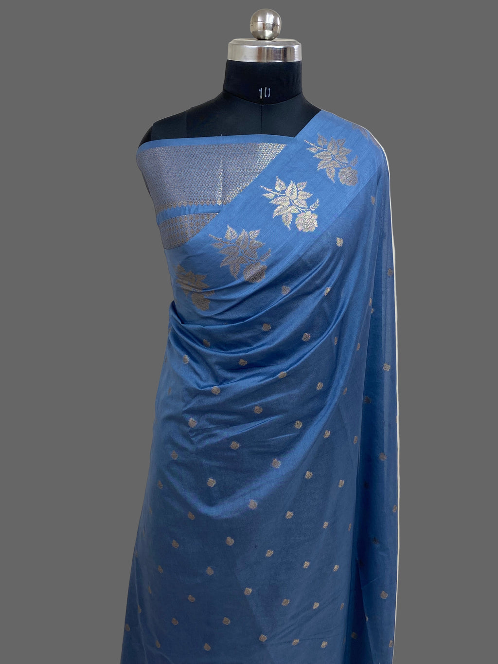 Steel Grey Semi Georgette Banarasi Saree