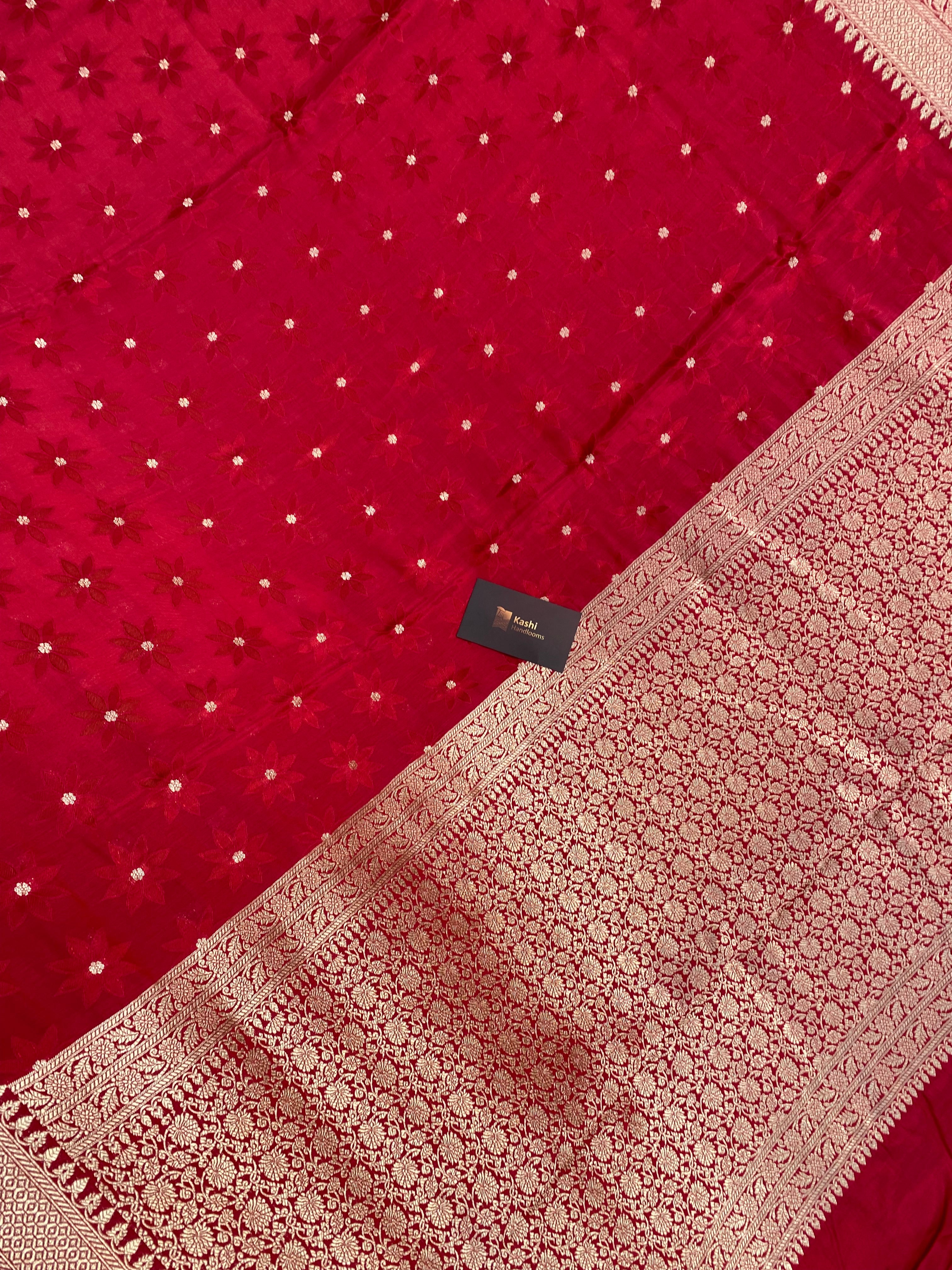 Pure viscose Red Color  Banarasi Saree