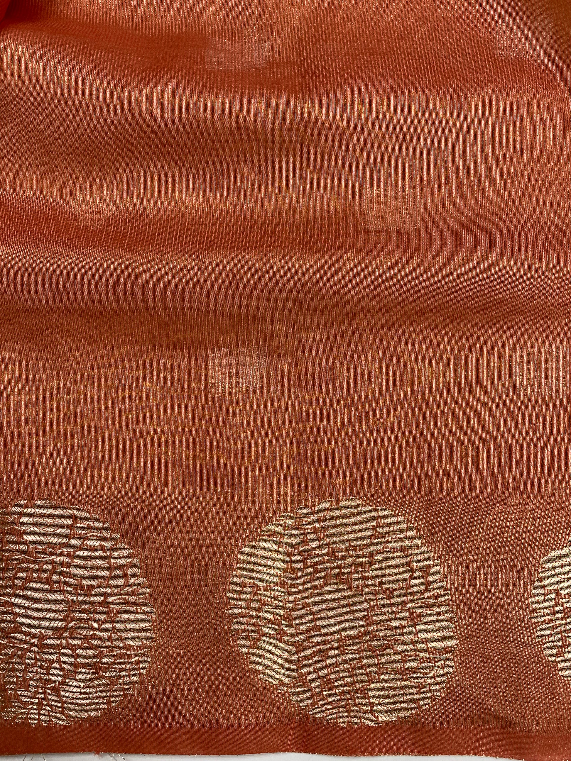 Peach Tissue Silk Banarasi Saree