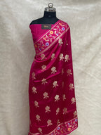100% pure viscose Rani Color Banarasi Saree