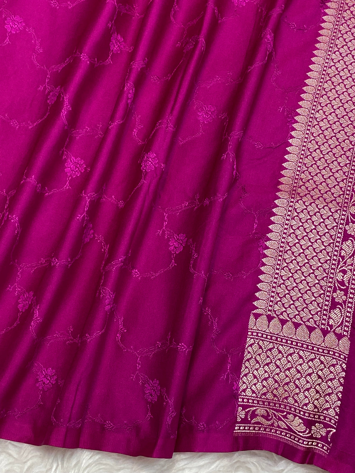 Rani pink colour mashru silk banarasi saree