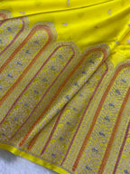 Light yellow mashru silk banarasi saree