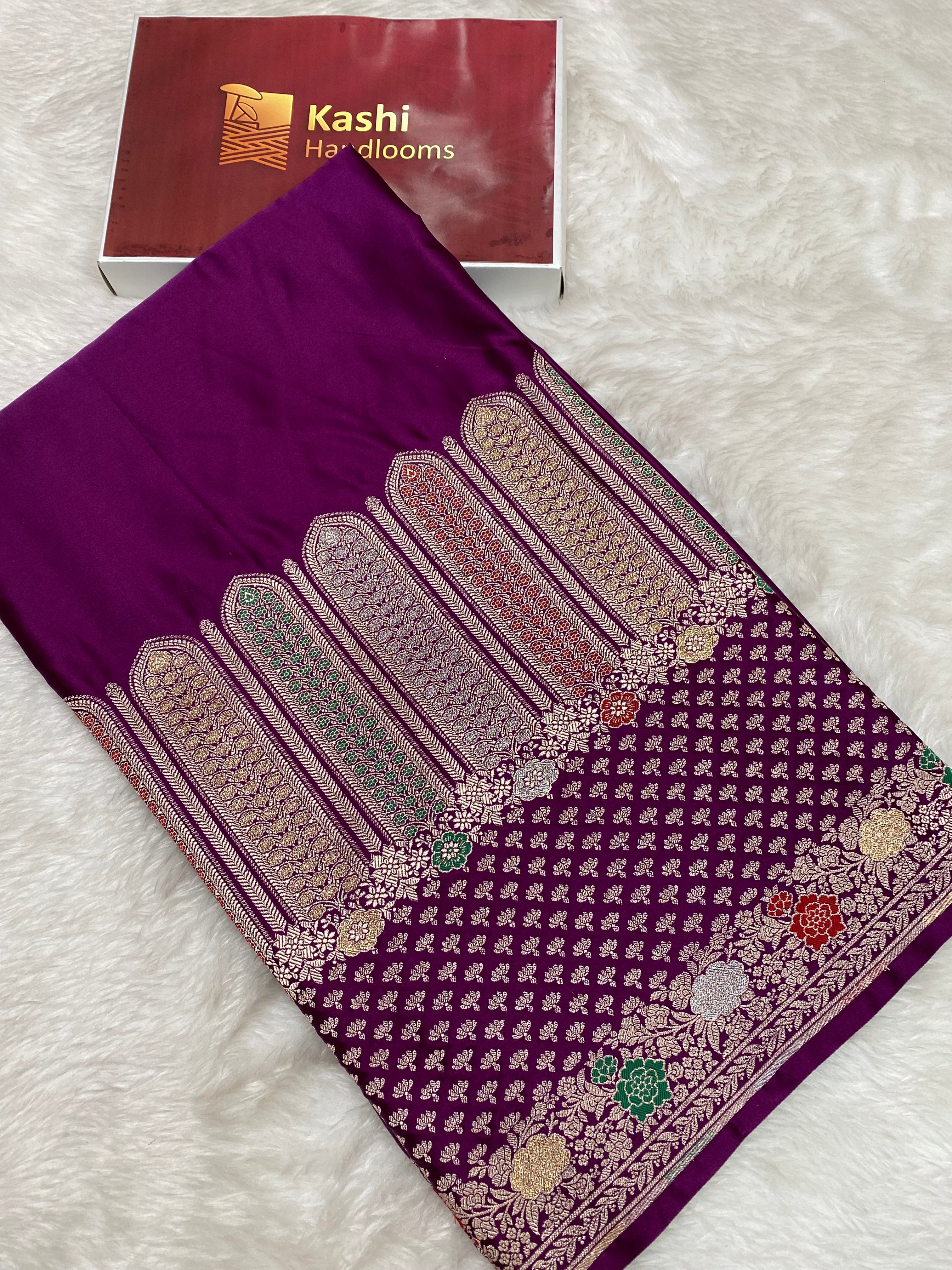Magenta Mashru Silk Banarasi Saree