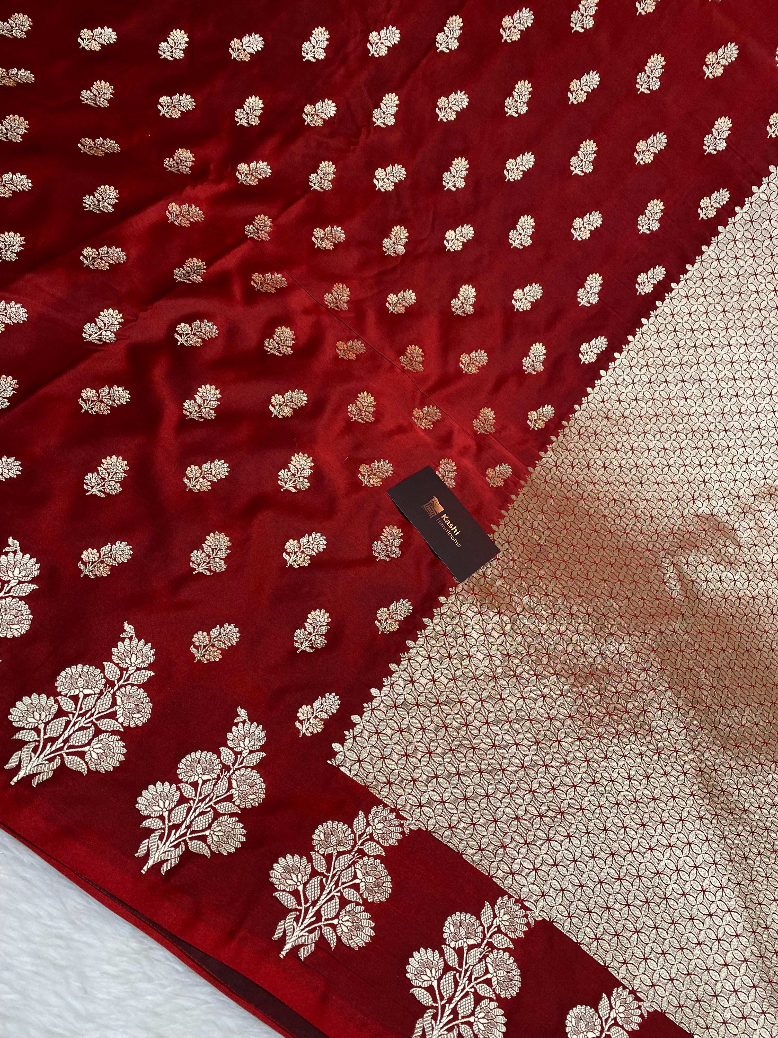 Maroon mashru silk banarasi saree
