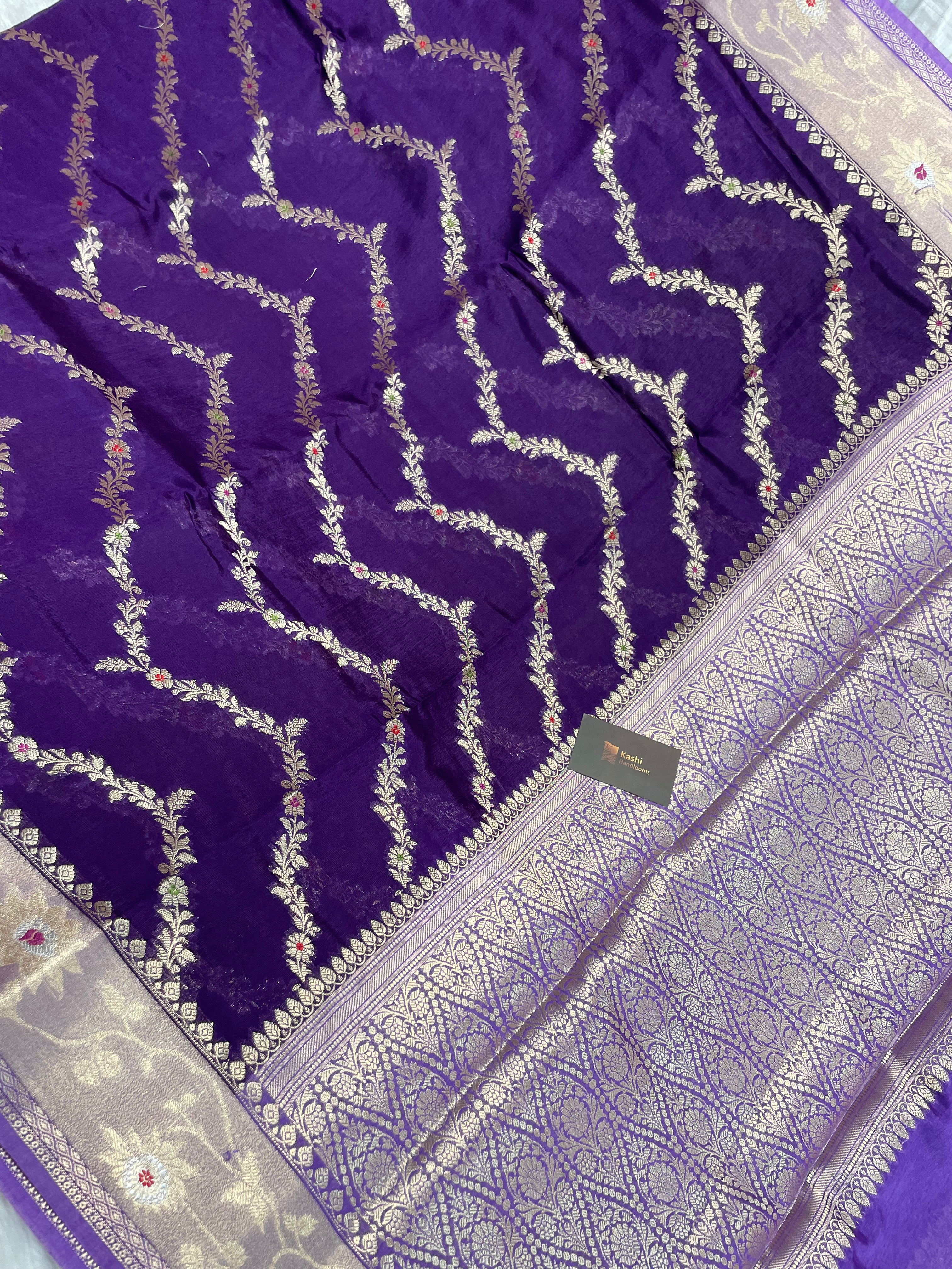 Purple viscose Raw mango Banarasi saree