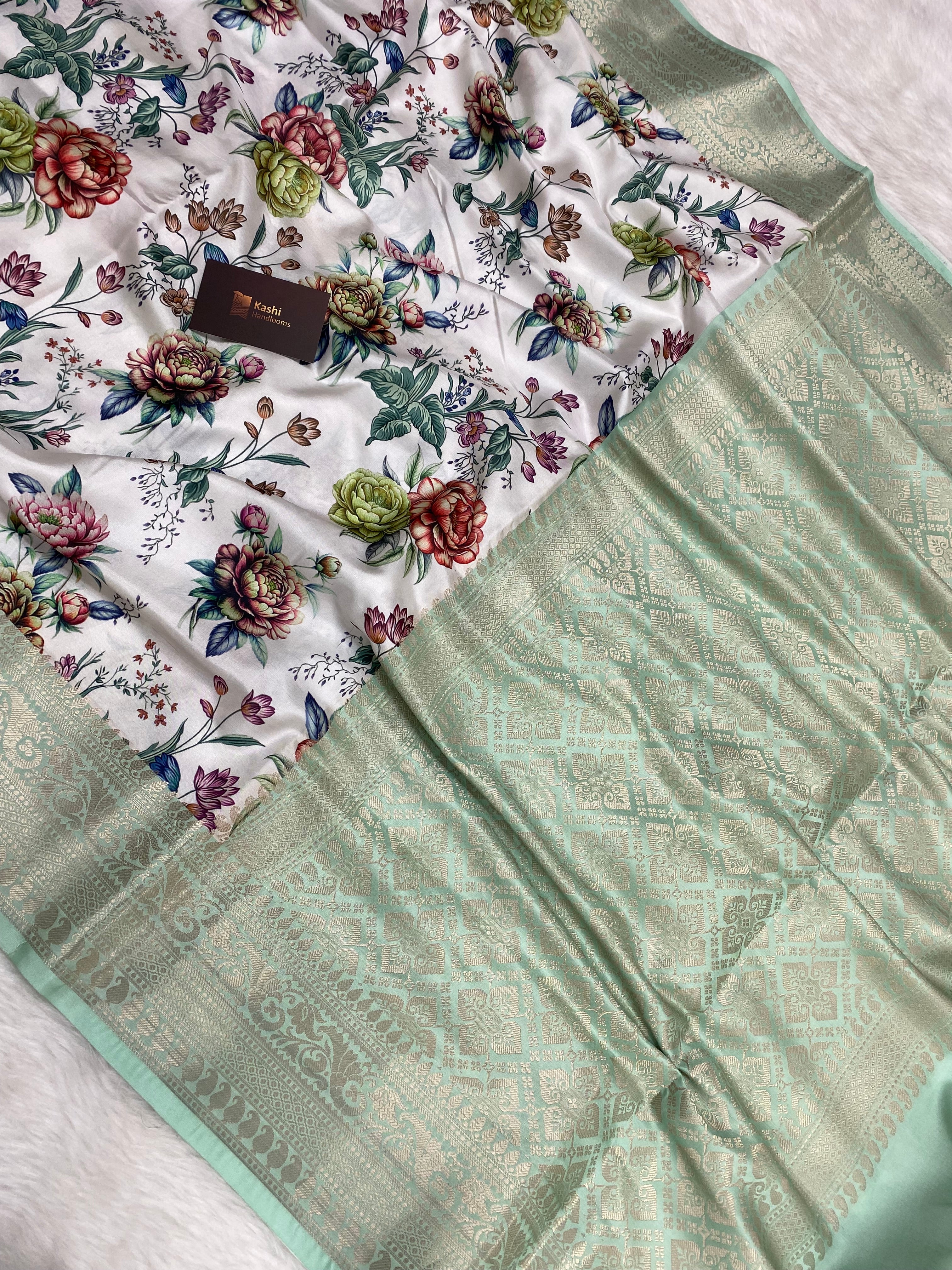 Semi silk digital print Banarasi saree
