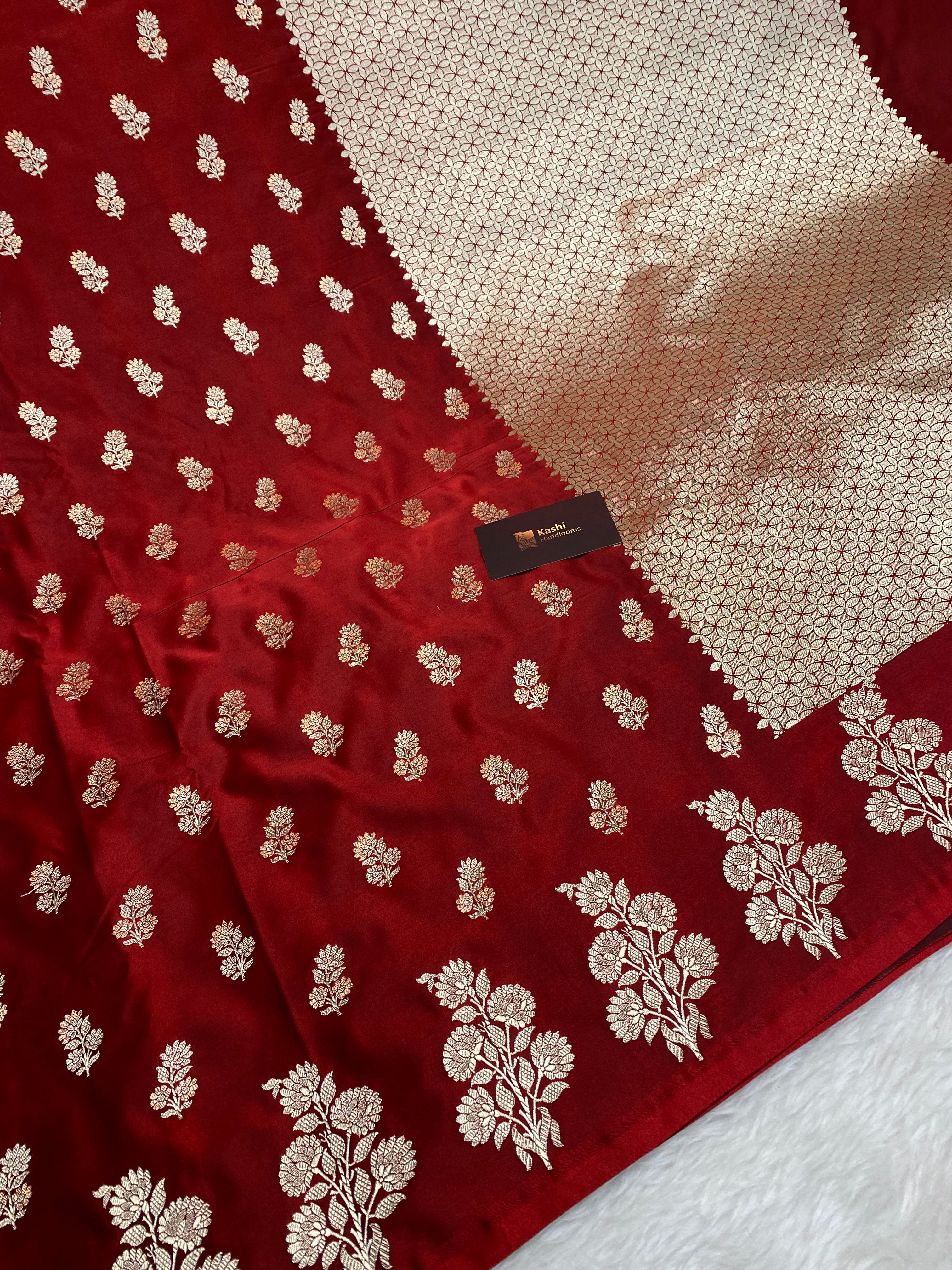 Maroon mashru silk banarasi saree