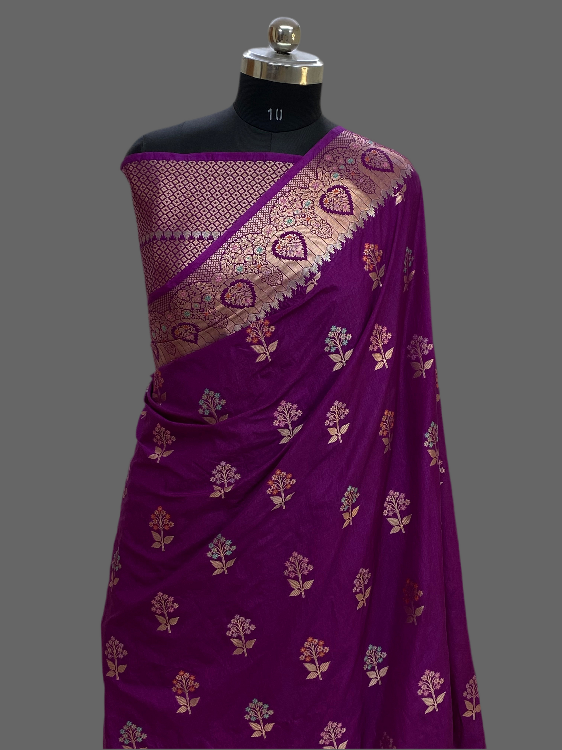 Margenta Tilfi Buta Banarasi Saree