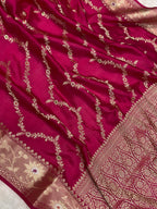 Rani semi Raw Mango silk Banarasi saree