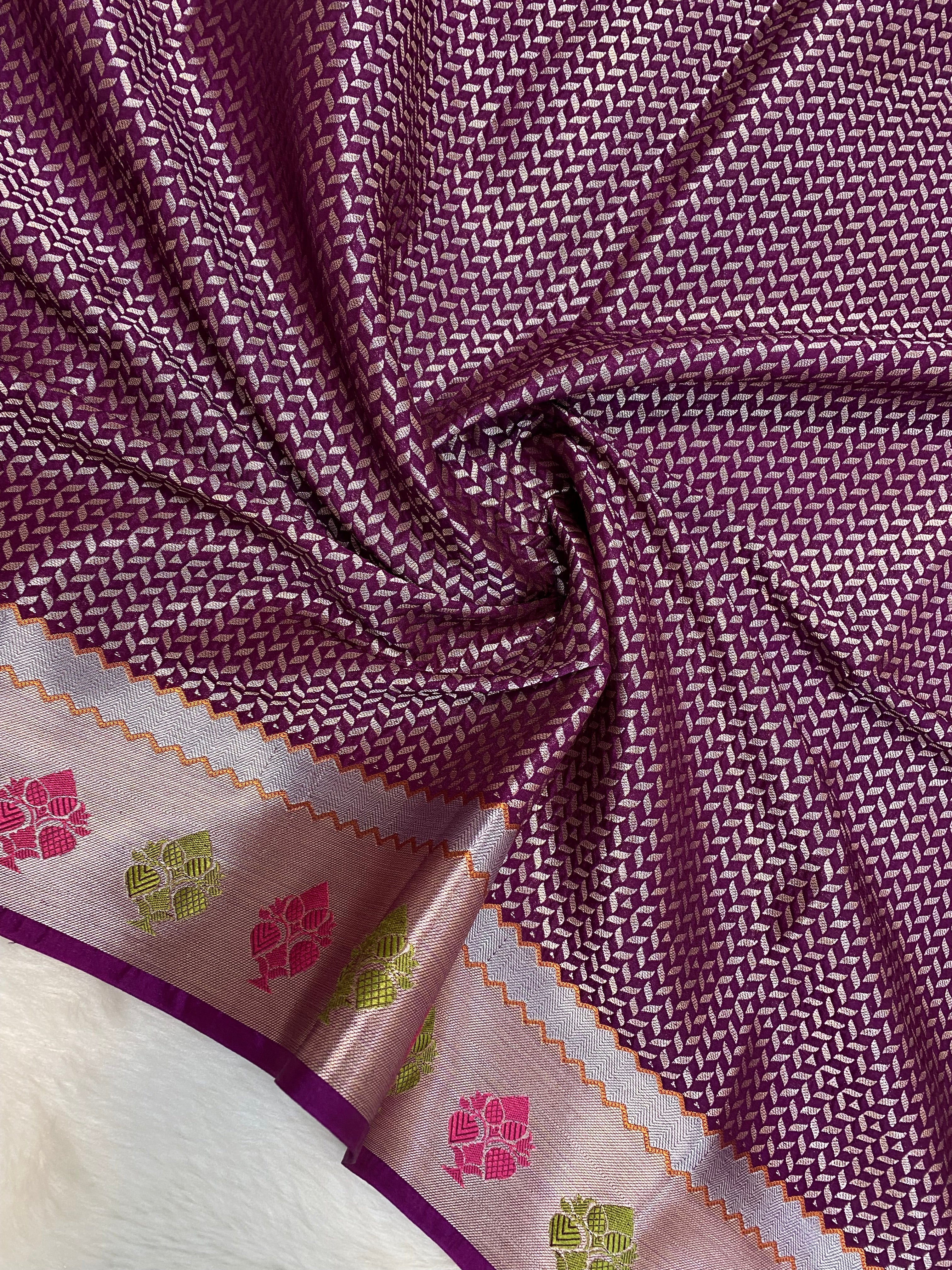 Pink Raw silk banarasi saree