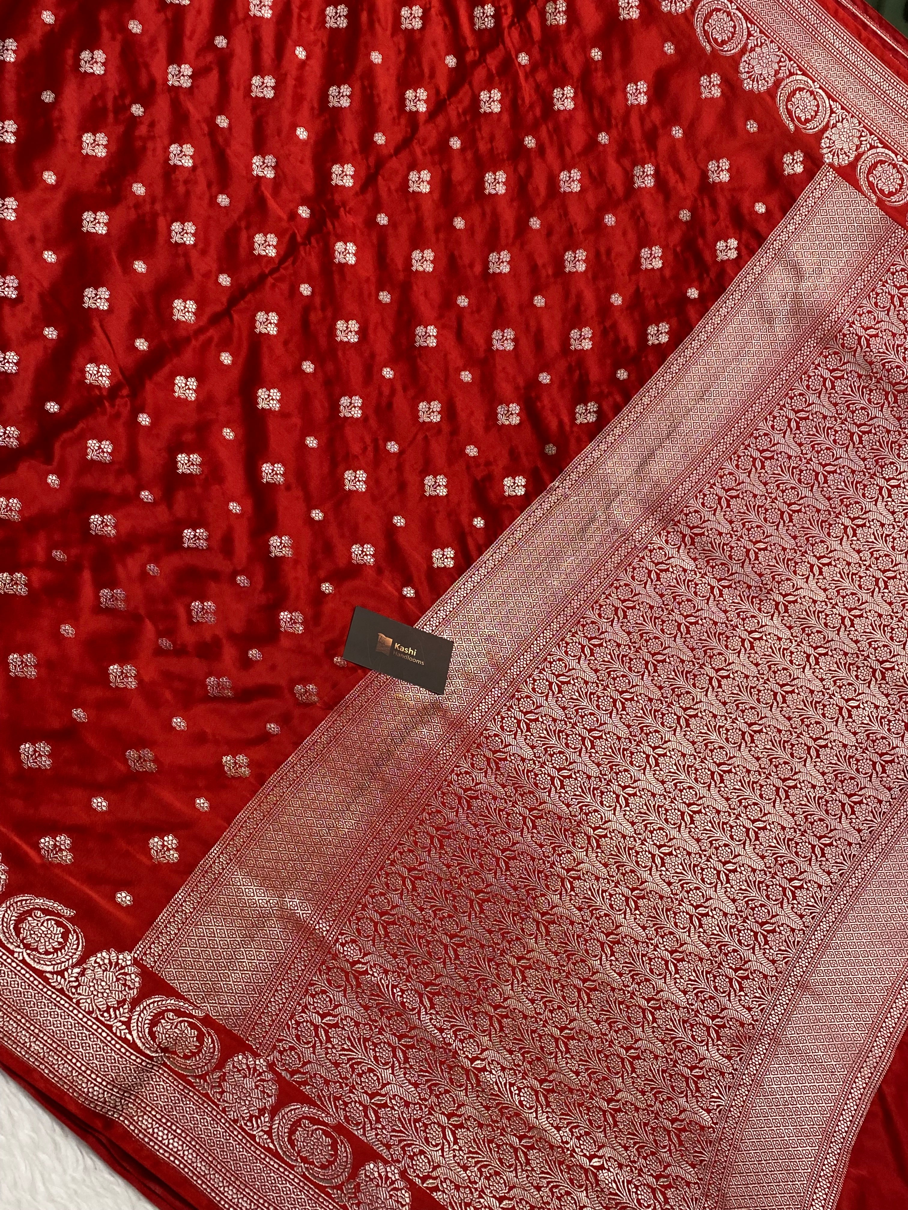 Bridal Red mashru silk banarasi saree