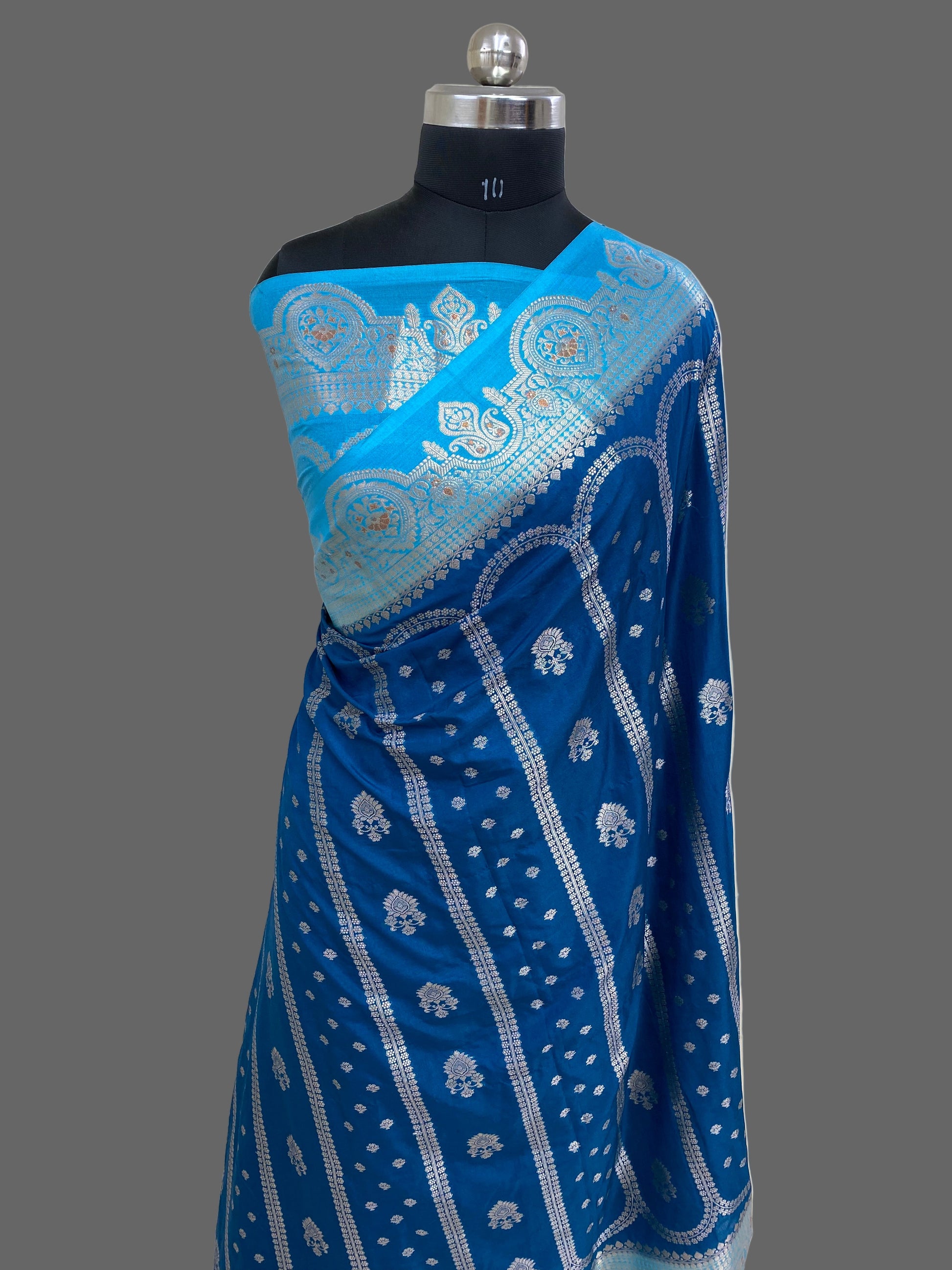 Jerman Blue Katan Silk Banarasi Saree