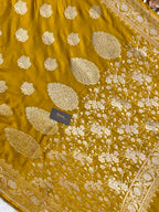 Mustard colour Mashru silk banarasi saree