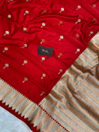 Royal red mashru katan Silk Banarasi Saree
