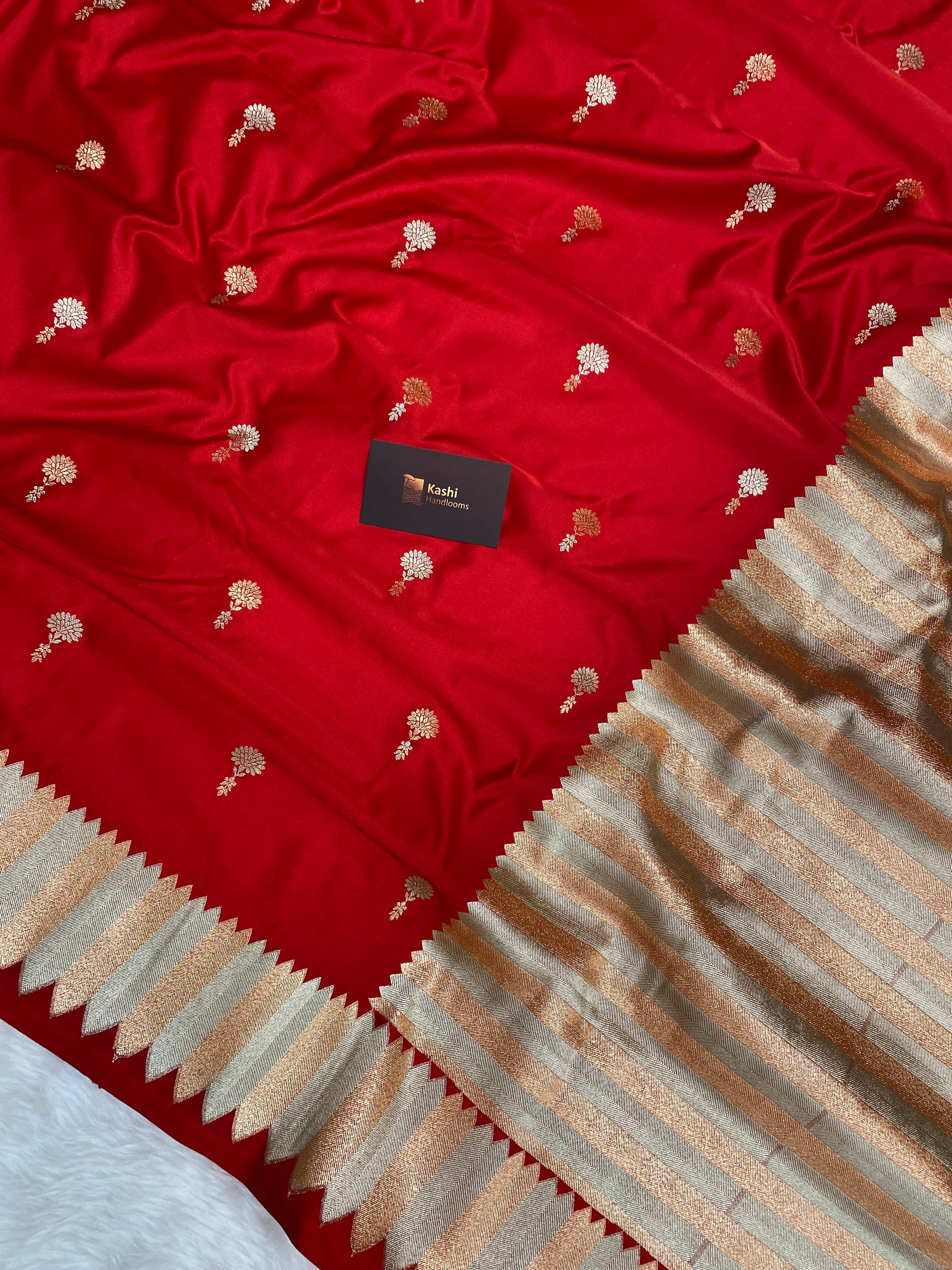 Royal red mashru katan Silk Banarasi Saree