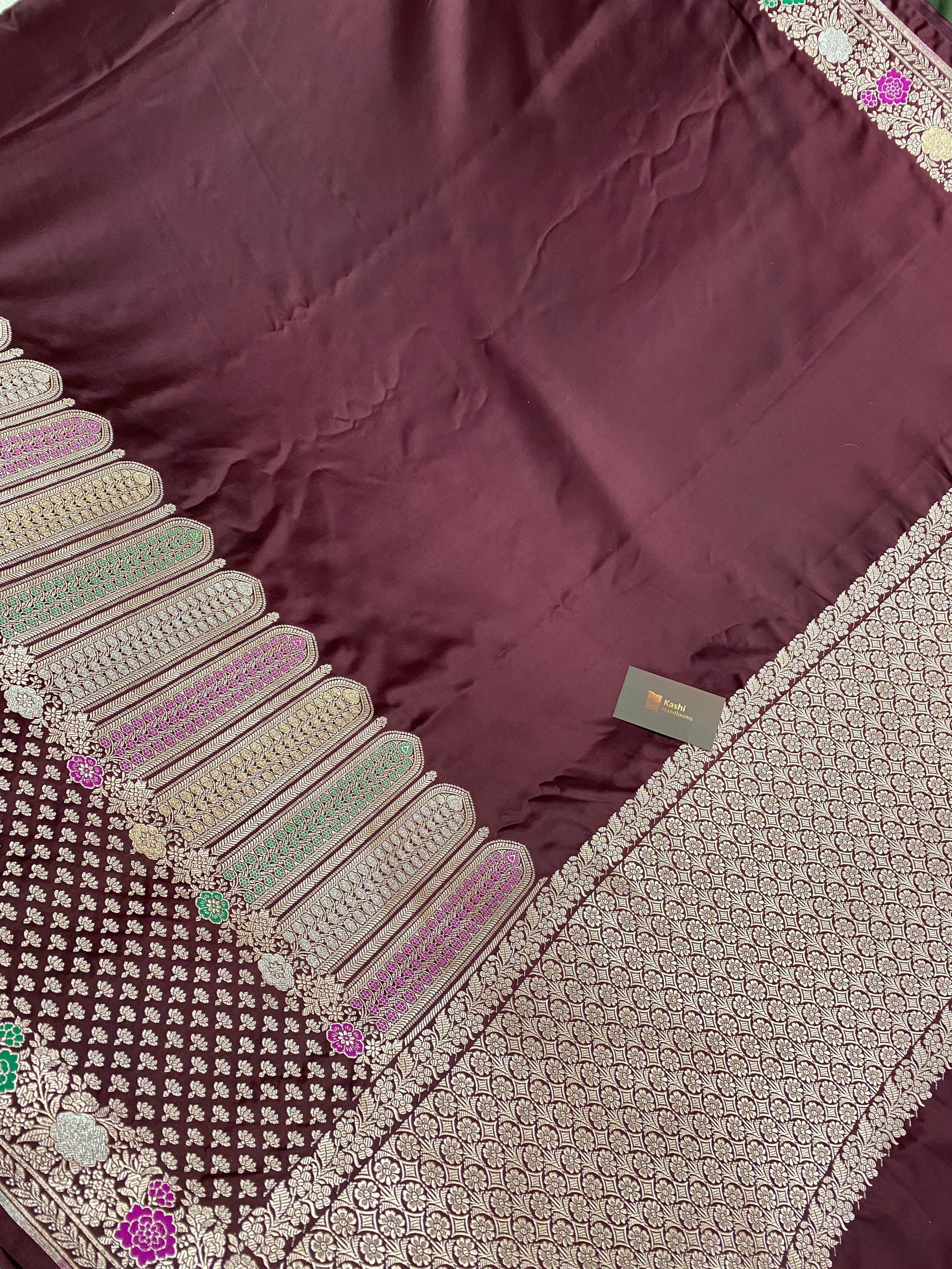 Wine Mashru Silk Banarasi Saree