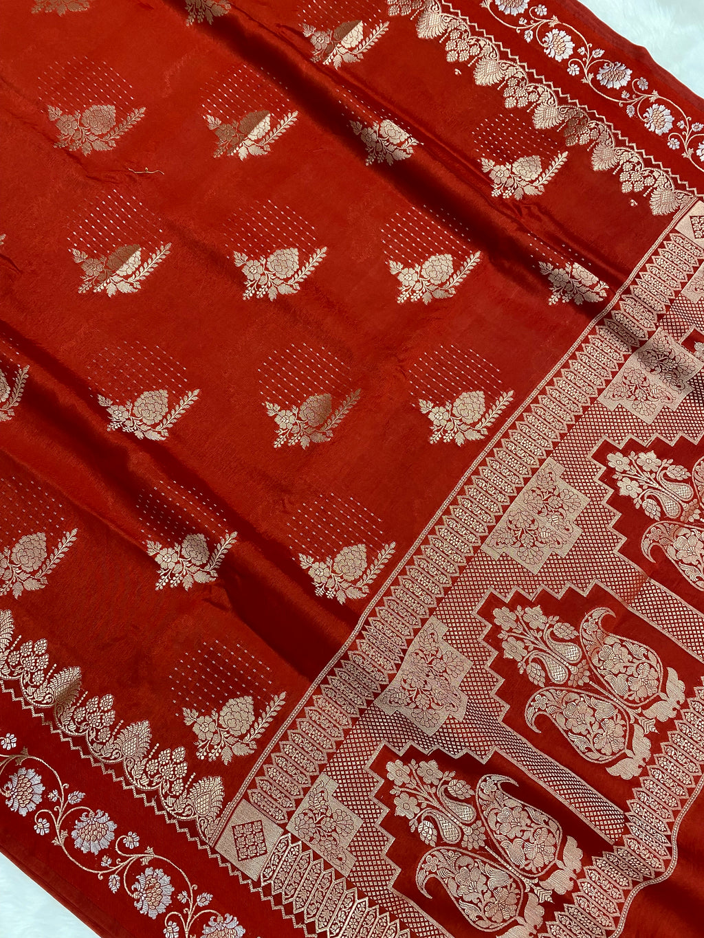 Red Viscose Banarasi Saree