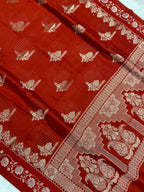 Red mul cotton silk minakari Banarasi Saree