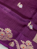 100% pure viscose Magenta Color Banarasi Saree