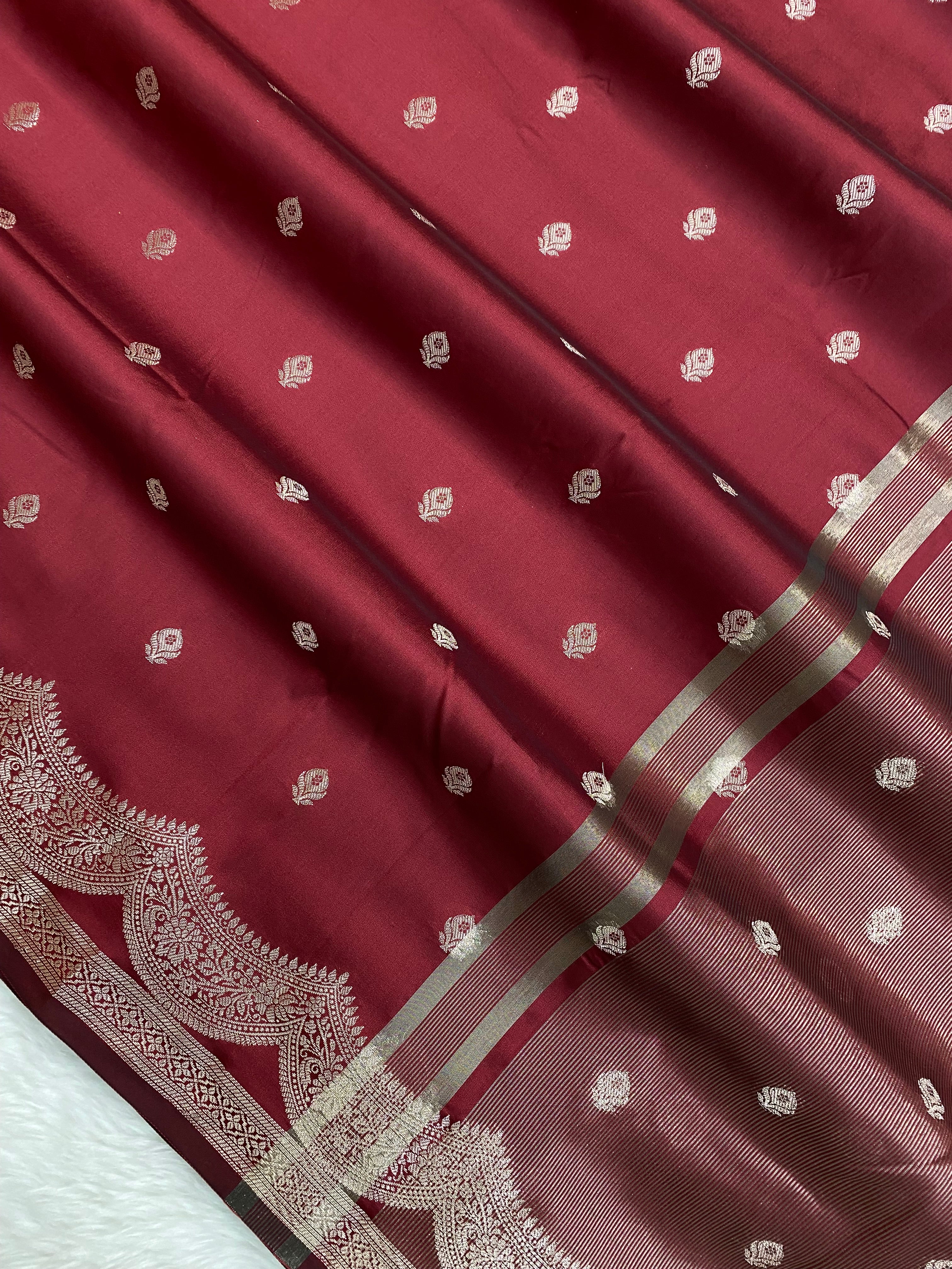 Maroon Soft Silk Banarasi Saree