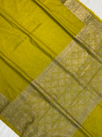 Olive Green Georgette Saree with Antique Zari Border