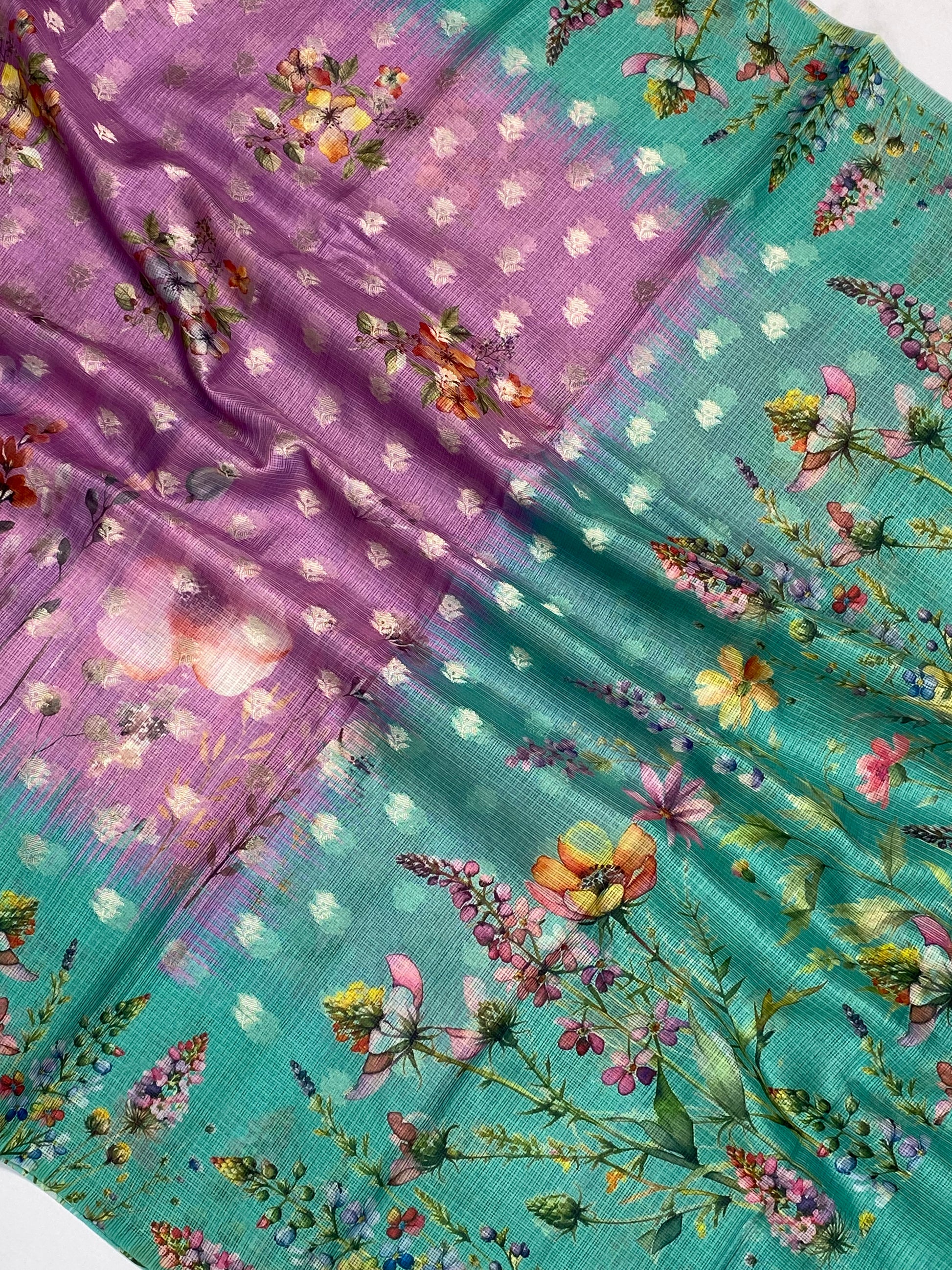 Kota Cotton Digital Print Banarasi Saree