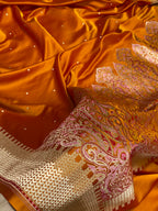 Musturd colour mashru silk banarasi saree