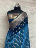 Semi Raw Mango 3D color Banarasi Saree |Very Light Weight
