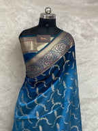Semi Raw Mango 3D color Banarasi Saree |Very Light Weight