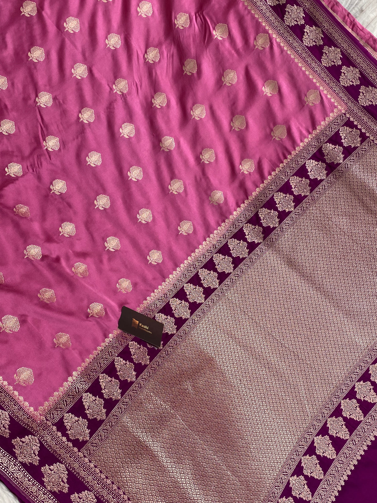 Pink colour mashru silk banarasi saree