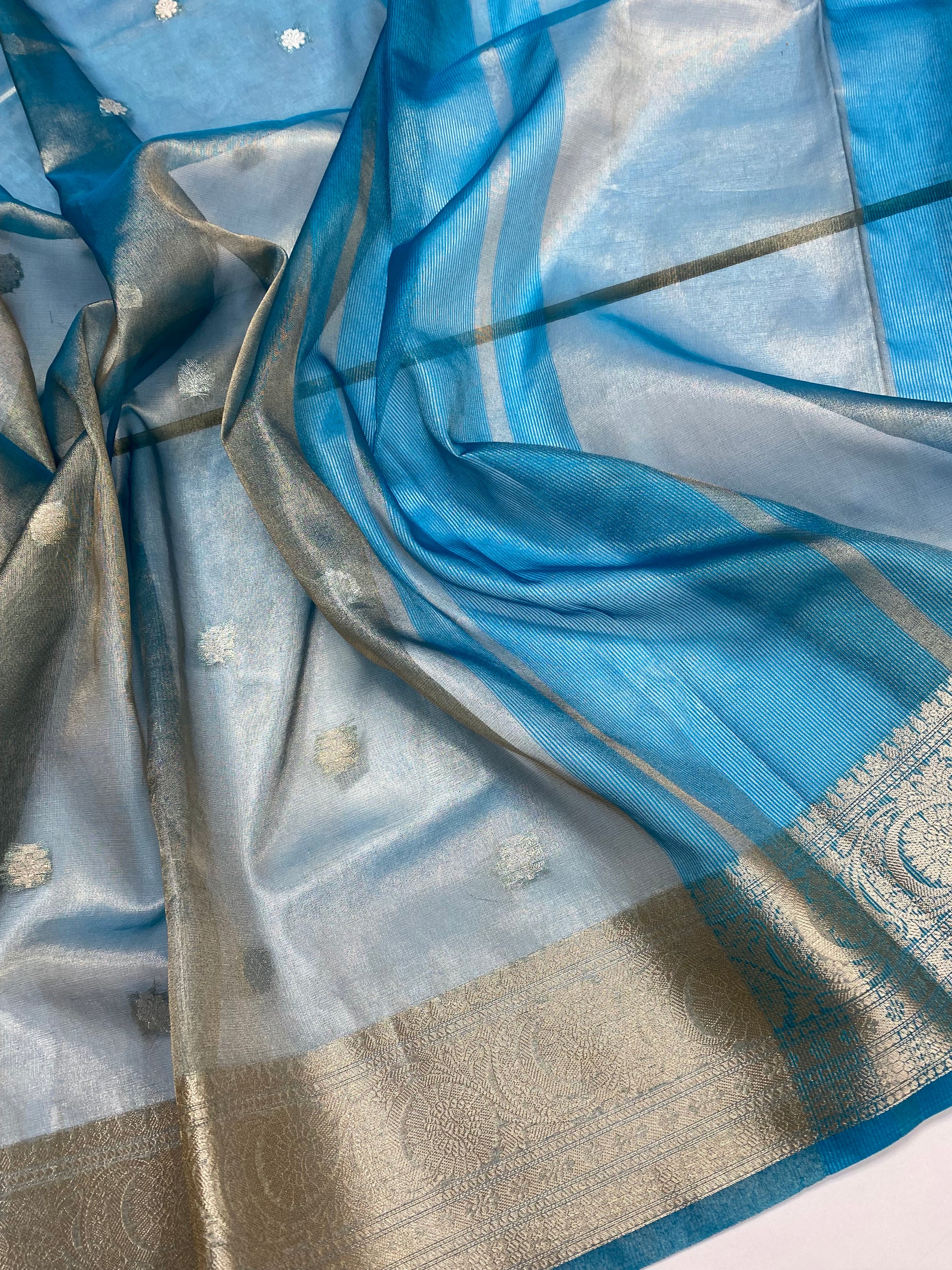 Sky Blue Tissue Silk Banarasi Saree