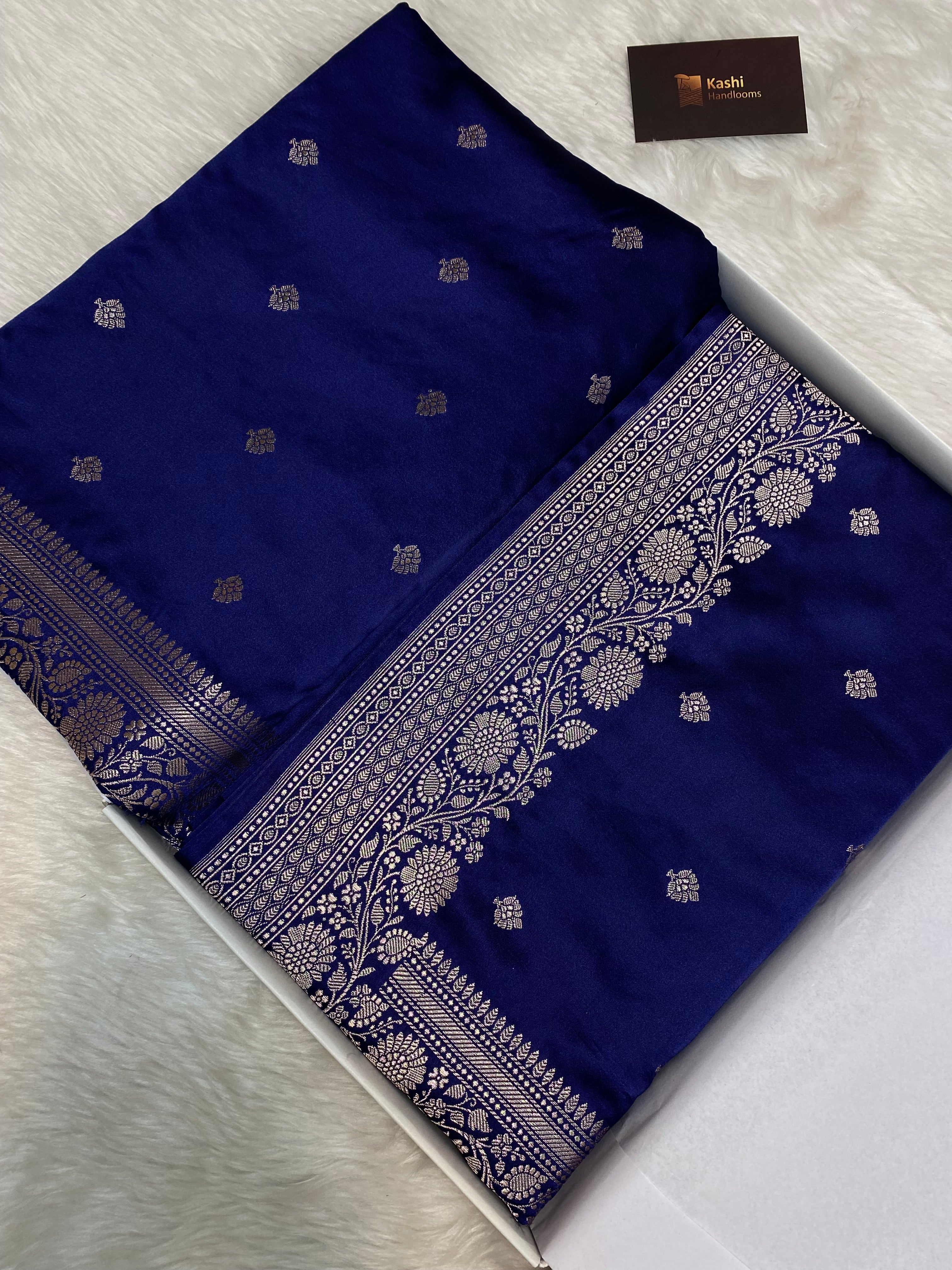 Sangeet Special Navy Blue Mashru Silk Banarasi Saree