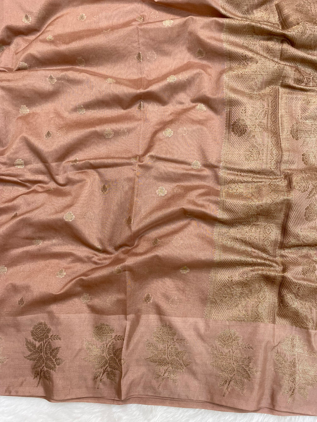 Peach Semi Georgette Banarasi Saree